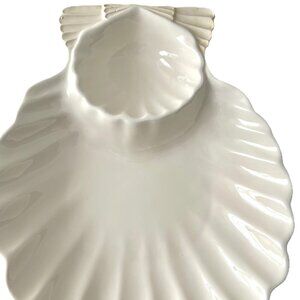 Vintage White Ceramic Seashell Serving Bowl / Platter